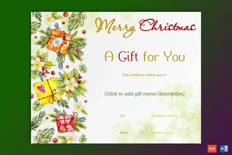 christmas gift certificate templates for word free