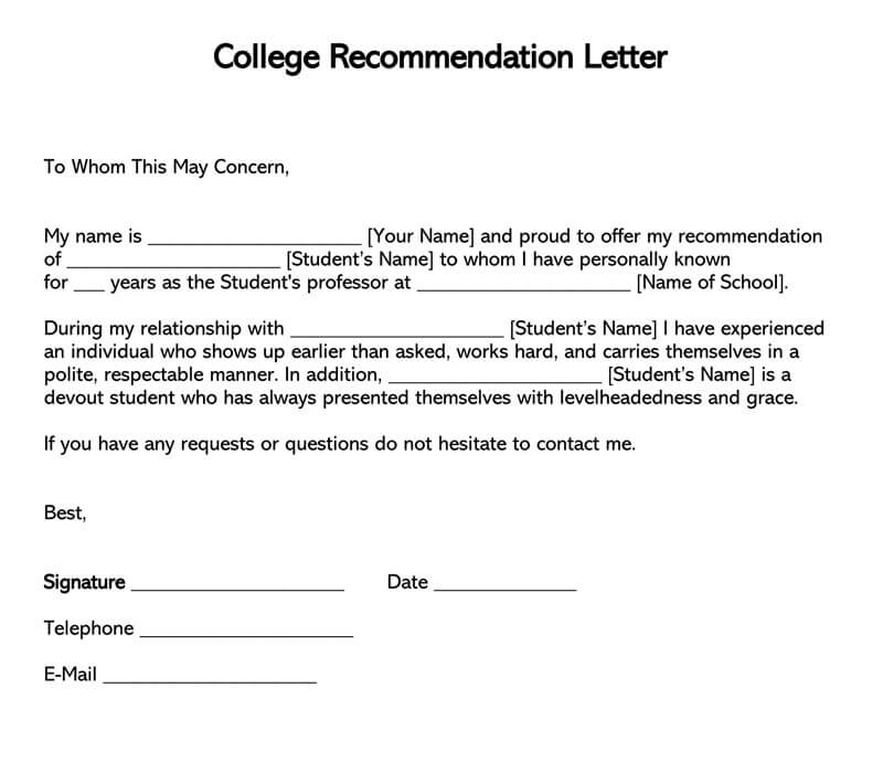 10 College Recommendation Letter Samples (Free Templates)