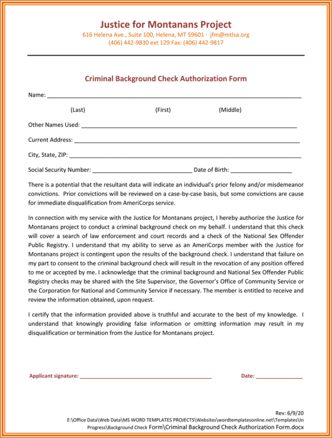 Free Background Check Authorization Consent Forms Pdf Word