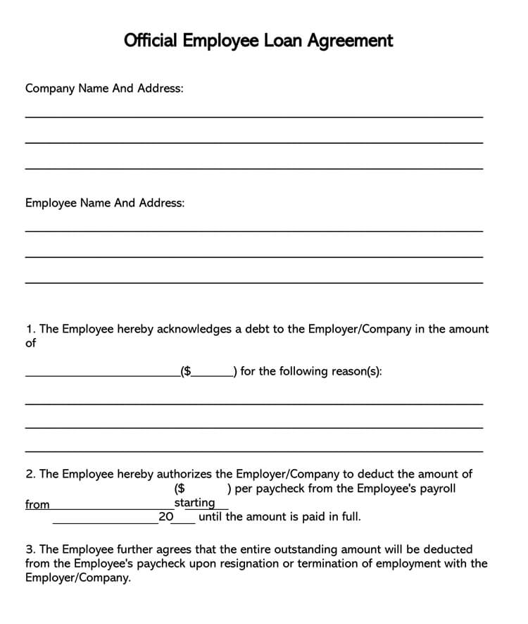 Employee Loan Agreement Form