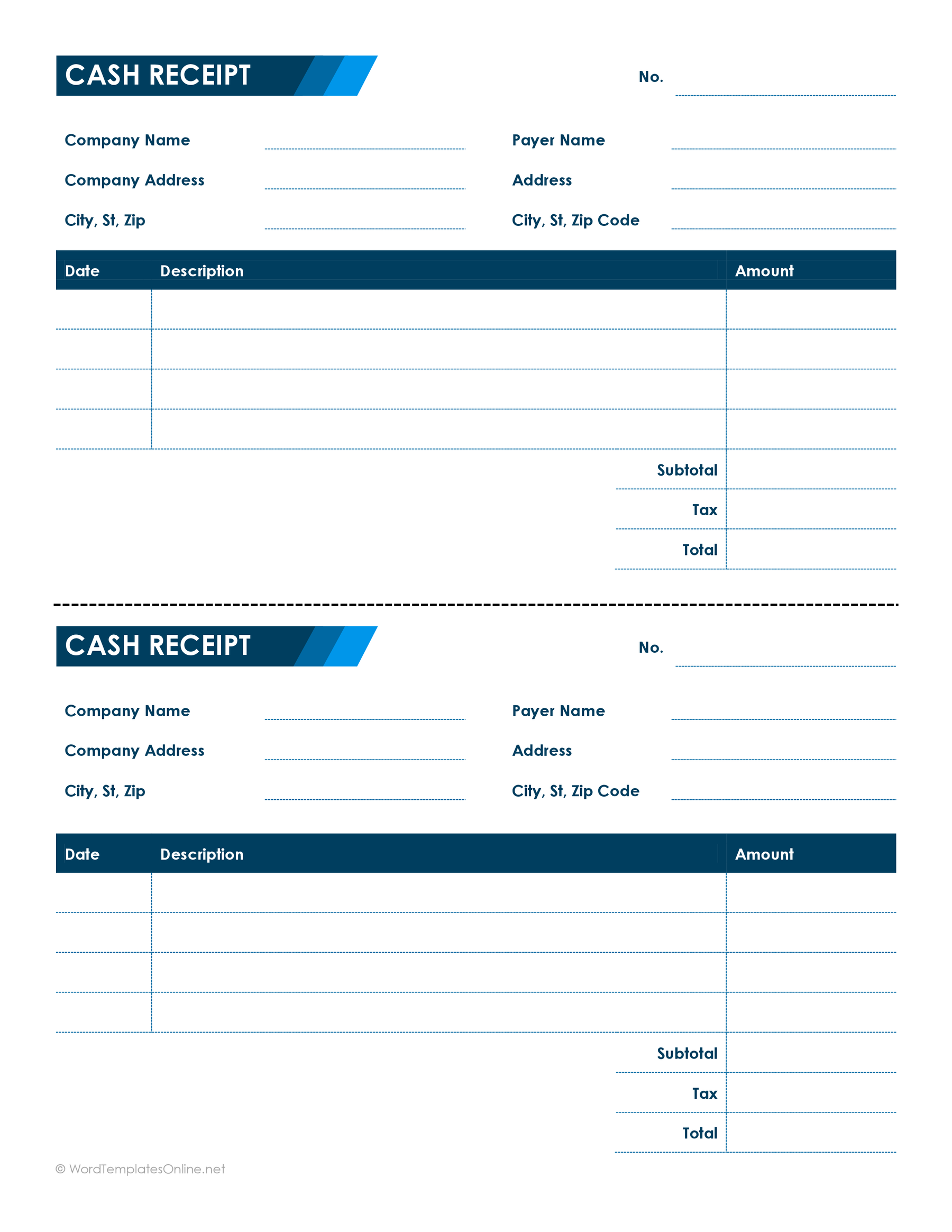 free receipt template word