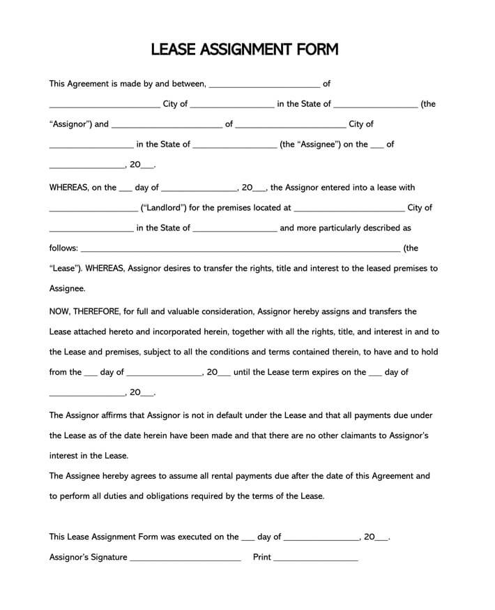 commercial lease assignment agreement