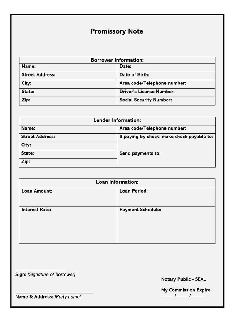 Professional Downloadable Drivers Promissory Note Form for Pdf File