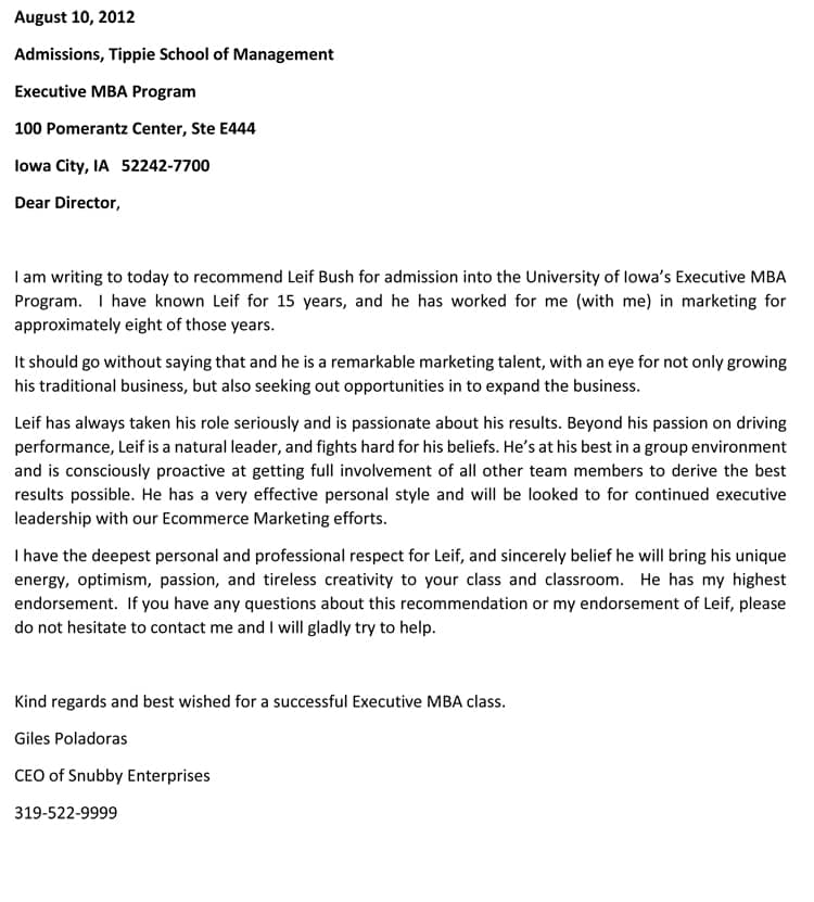 Graduate School Recommendation Letter (Sample Letters and ...