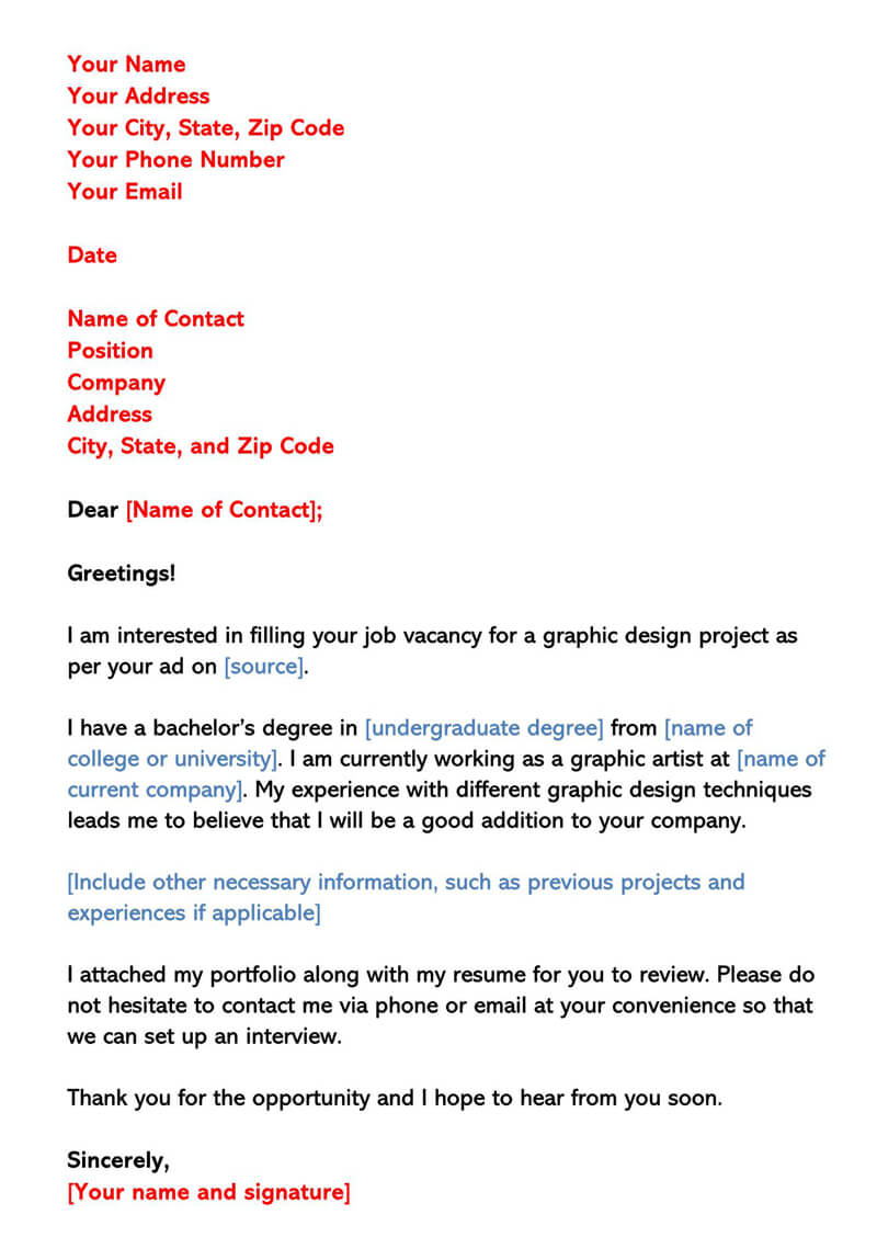 graphic designer cover letter and resume
