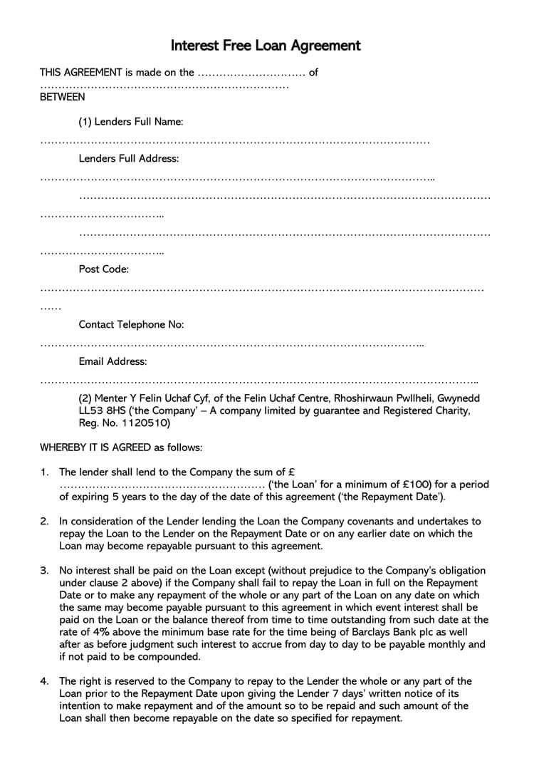 38 Free Loan Agreement Templates Forms (Word PDF)