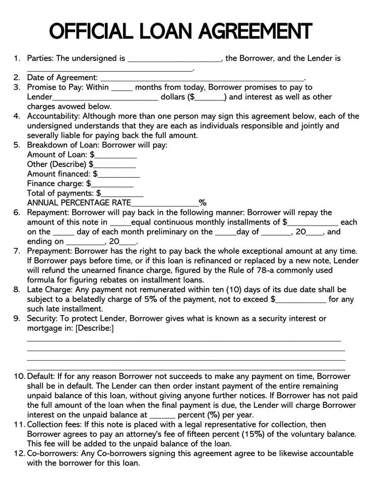 38 Free Loan Agreement Templates & Forms (Word | PDF)