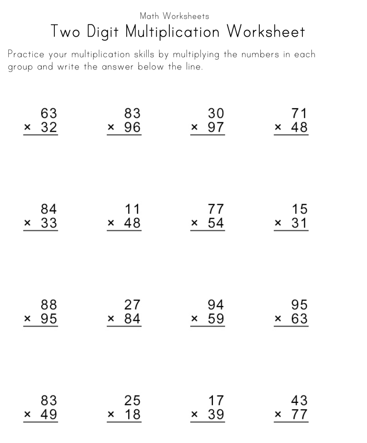 Printable Multiplication Worksheets For Practice Grade 4 6