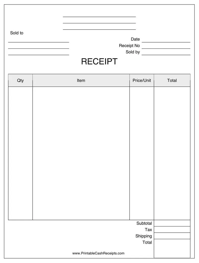 12 free official receipt templates blank printable