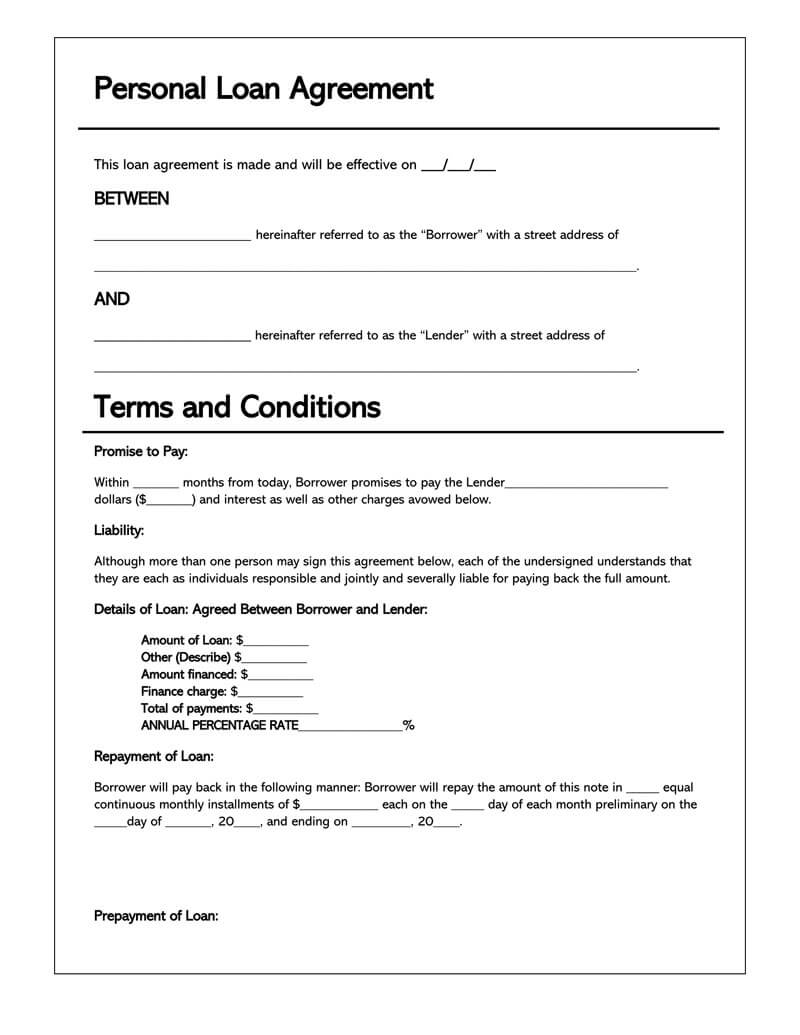 simple business loan agreement template