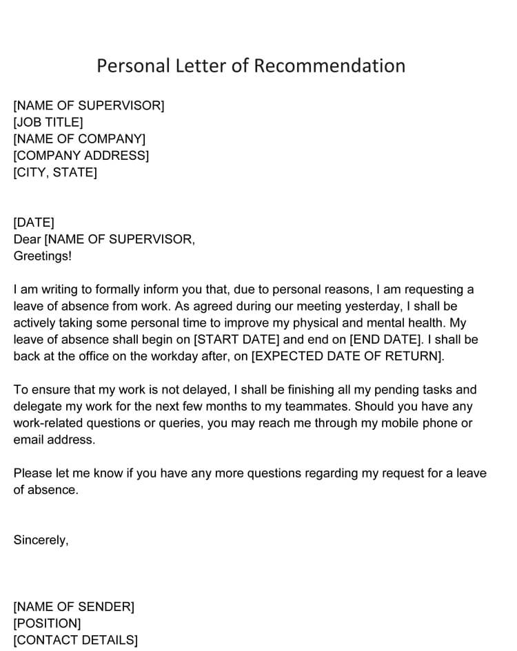 Personal Recommendation Letter (25+ Sample Letters and ...