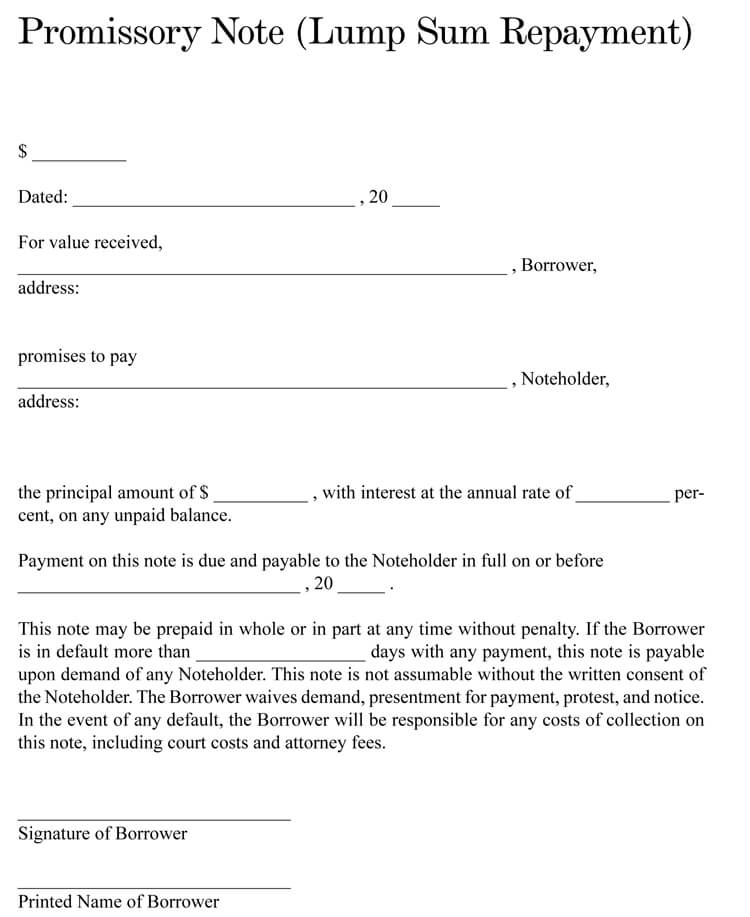 Free Promissory Note Template For Personal Loan - FREE PRINTABLE TEMPLATES