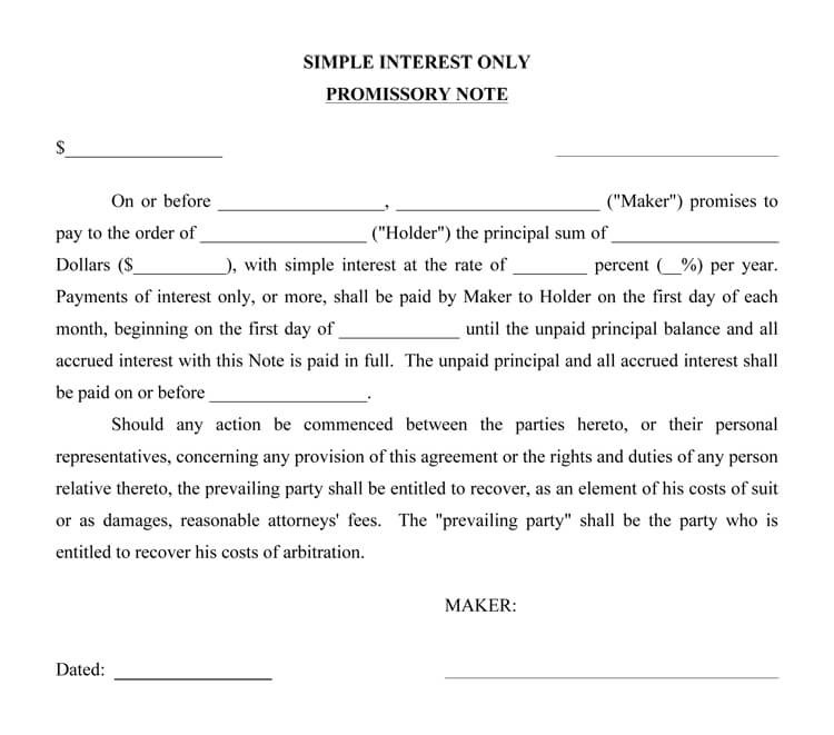 Free Promissory Note Template Word Document