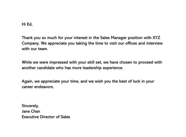 Interview Rejection Letters Before After Interview