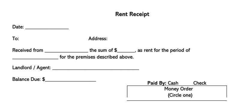 ms word rent receipt template