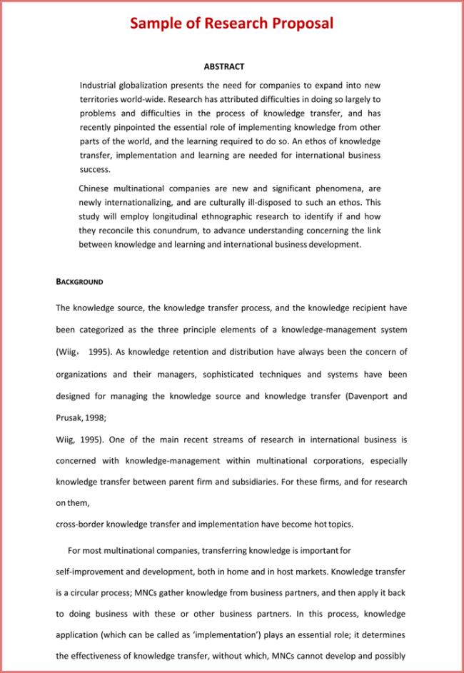 research proposal and methodology