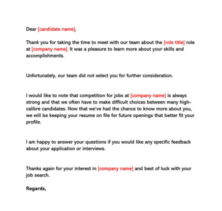 25 Interview Rejection Letters (Before & After Interview)