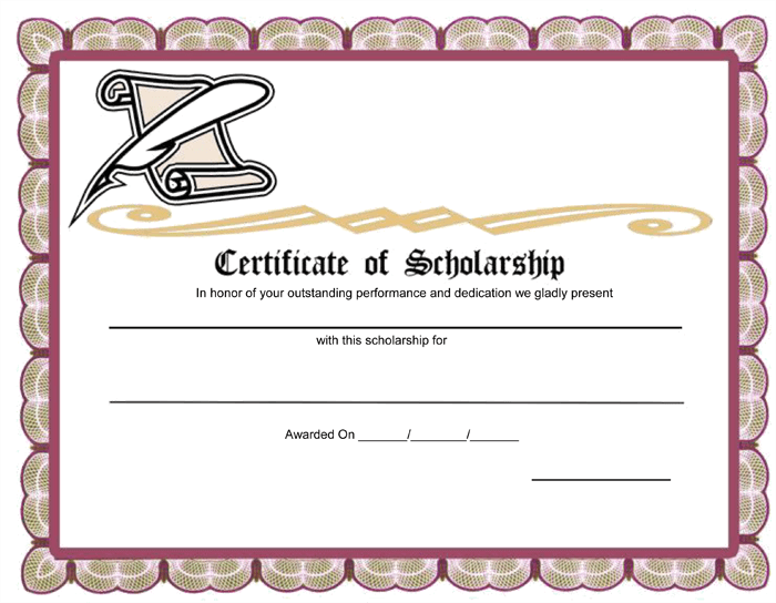 Scholarship award certificate template for Word