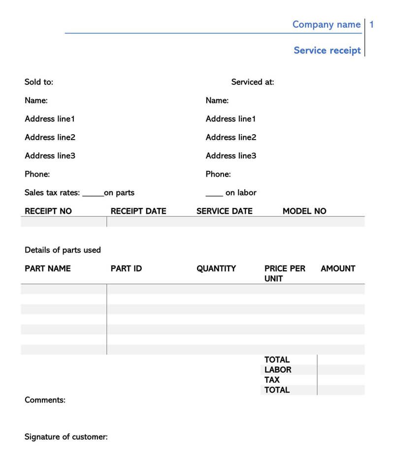15 Free Service Receipt Bill Templates Word Excel PDF 