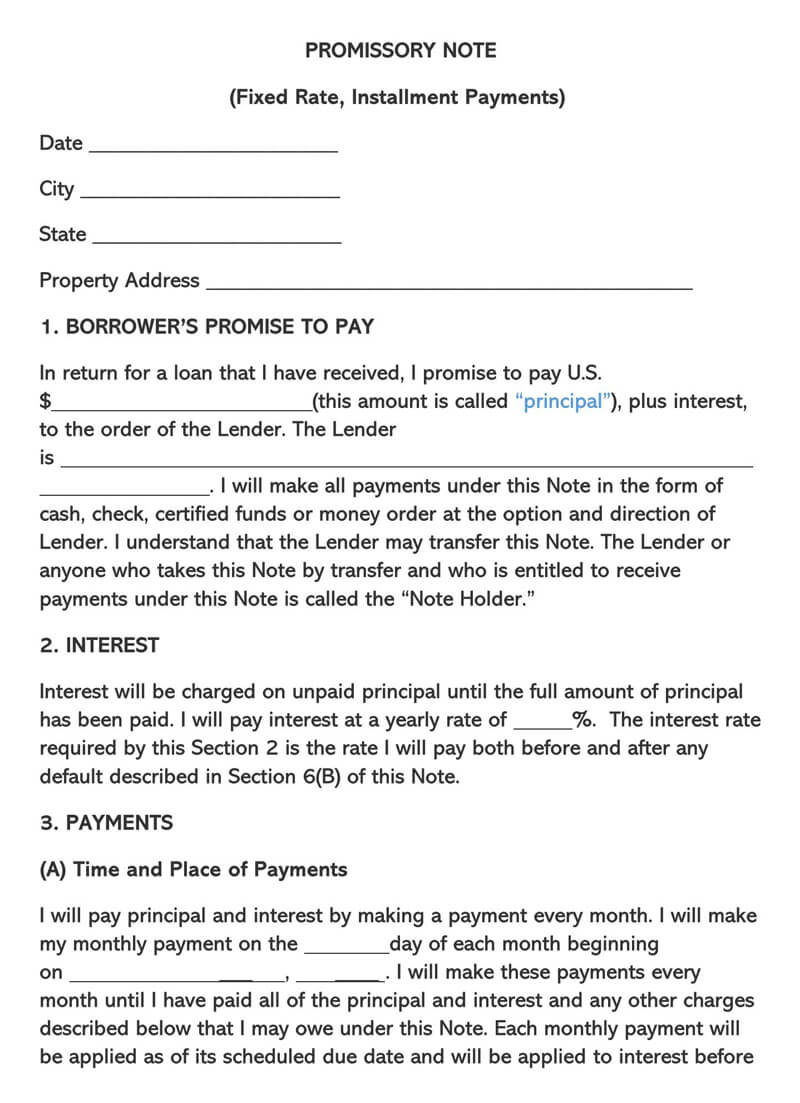 40 Free Unsecured Promissory Note Templates Word PDF 