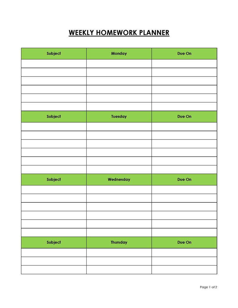 22 Free Printable Homework Planners (Editable Templates)